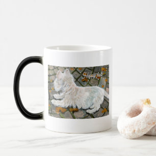 Mug Magique L'automne laisse Westie sur Patio