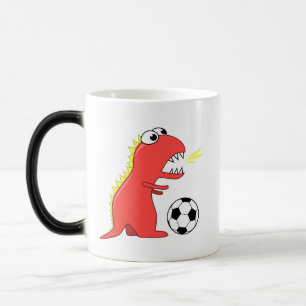 Mug Magique Le football drôle de dinosaure de bande dessinée