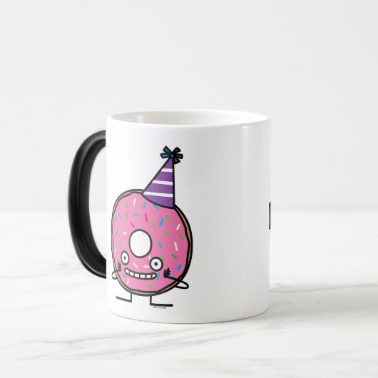 Mug Magique Le glaçage de rose de beignet d'anniversaire (Devant gauche)