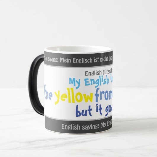 Mug Magique Le jaune de l'oeuf - transl idiot. Allemand! (Devant gauche)