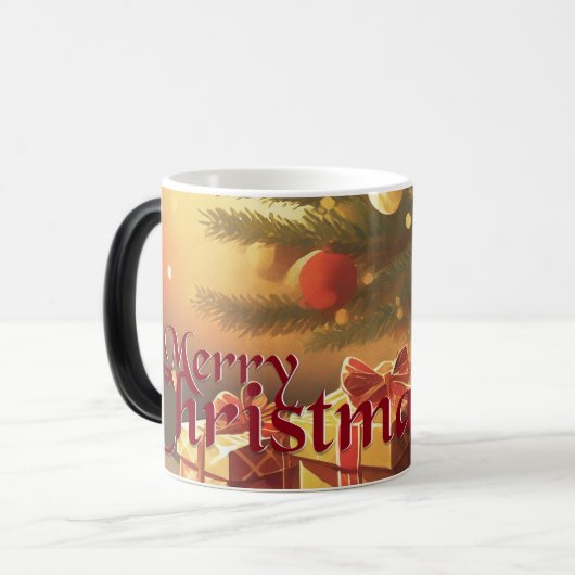 Mug Magique Le Motif de Noël, avec des présents sous l'arbre d (Devant gauche)