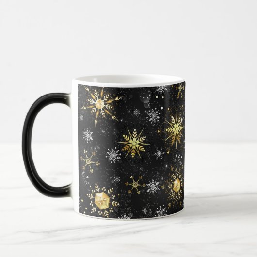 Mug Magique Les flocons dorés de Noël sur l'Arrière - plan noi (Gauche)