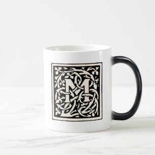 Mug Magique Lettre Art Nouveau M Monogramme Vintage