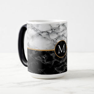 Mug Magique LETTRE FAUX MARBRE BLANC NOIR CAFÉ BOUGIE Personna