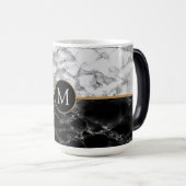 Mug Magique LETTRE FAUX MARBRE BLANC NOIR CAFÉ BOUGIE Personna (Devant droit)