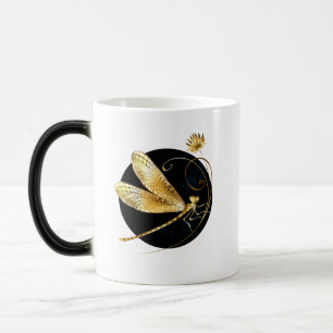 Mug Magique libellule d'or en cercle noir