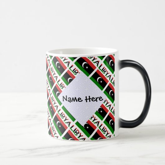 Mug Magique Libye Drapeau plaqué noir Personnalisation (Droite)