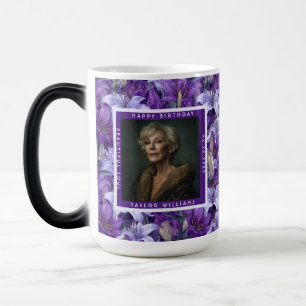 Mug Magique Lis colorés étincellent pour un anniversaire en pl
