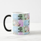 Mug Magique Livres de lecture de chats mignonnes avec café : C (Gauche)