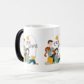 Mug Magique Livres de lecture maison confortable avec chat (Devant gauche)