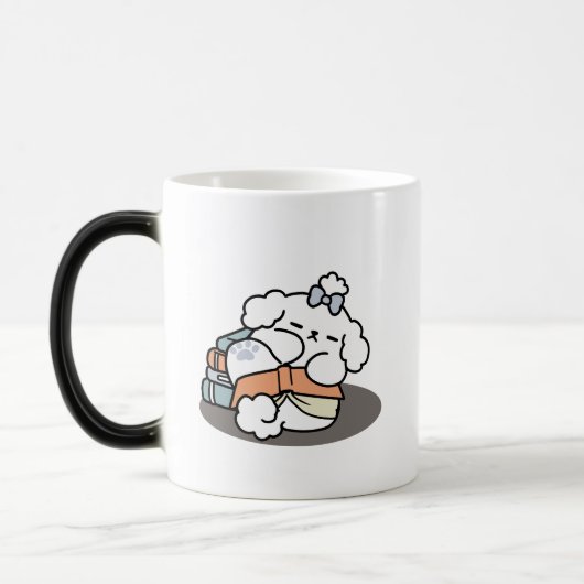 Mug Magique Livres et écorces - Conception de lecture de chien (Gauche)