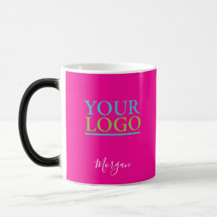 Mug Magique Logo/Art/Photo, Nom Script blanc, Rose chaud