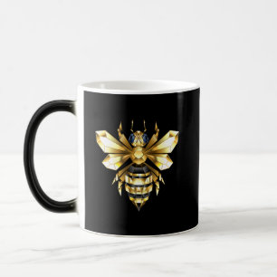 Mug Magique Logo Faux Gold Foil Bee Polygonal sur Noir