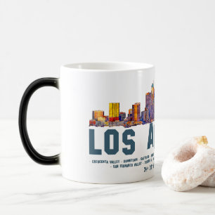 Mug Magique Los Angeles Skyline. Noms et coordonnées des zones