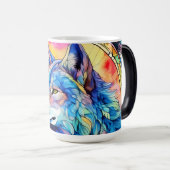 Mug Magique Loup en vitrail (Devant droit)