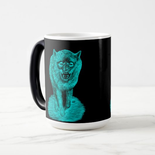 Mug Magique Loup noir en colère dans la nuit (Devant gauche)
