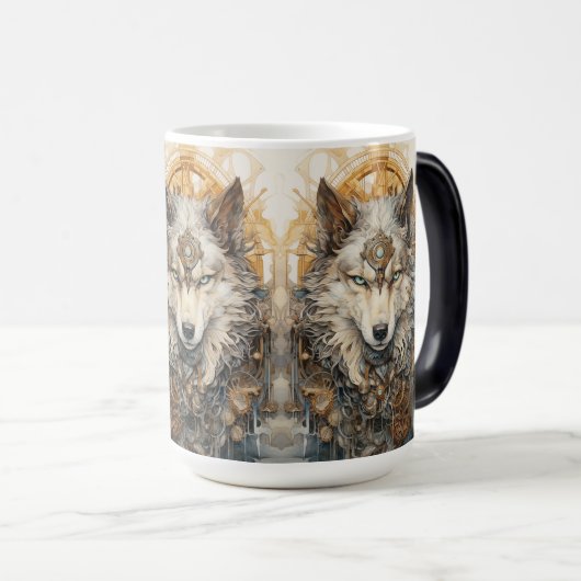 Mug Magique Loup Steampunk Solarpunk (Devant droit)