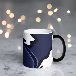 Mug Magique Lune bleue : Bleu Abstrait, Blanc & Noir