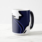 Mug Magique Lune bleue : Bleu Abstrait, Blanc & Noir (Devant droit)