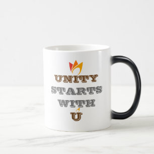 Mug Magique L'UNITÉ COMMENCE AVEC VOUS (feu orange à rouge) &
