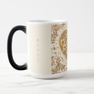 Mug Magique Luxury, , Beigi Gold Yellow ,Love Heart Flowers 
