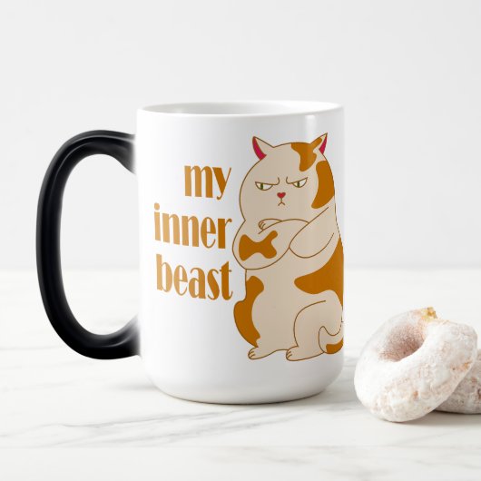 Mug Magique Ma bête intérieure fainéante citation de motivatio (Avec donut)