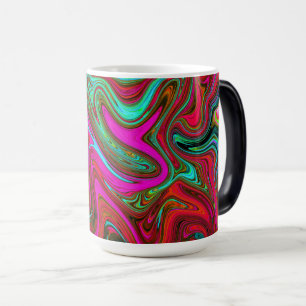 Mug Magique Magenta, Rouge et Bleu Rétro Groovy Art Abstrait