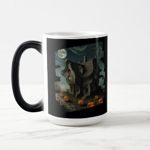 Mug Magique Maison Haunween avec Citrouilles et Pleine lune
