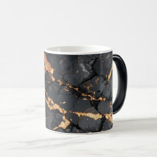 Mug Magique Marbre Noir Élégant avec Veines Dorées Art Moderne