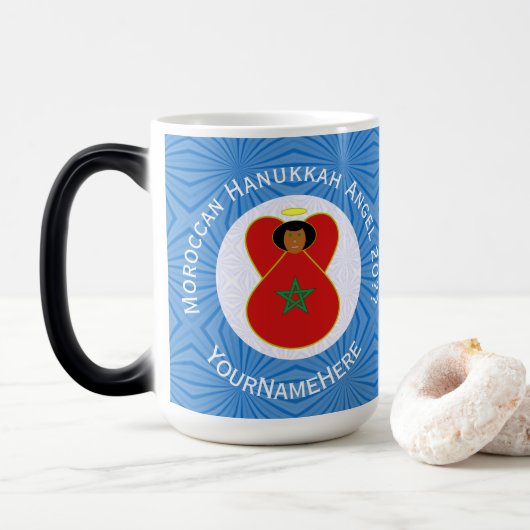 Mug Magique Marocain Hanoukka Angel Drapeau personnalisé (Avec donut)