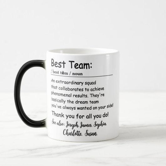 Mug Magique Meilleure définition d'équipe appréciation des emp (Gauche)