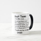 Mug Magique Meilleure définition d'équipe appréciation des emp (Devant droit)