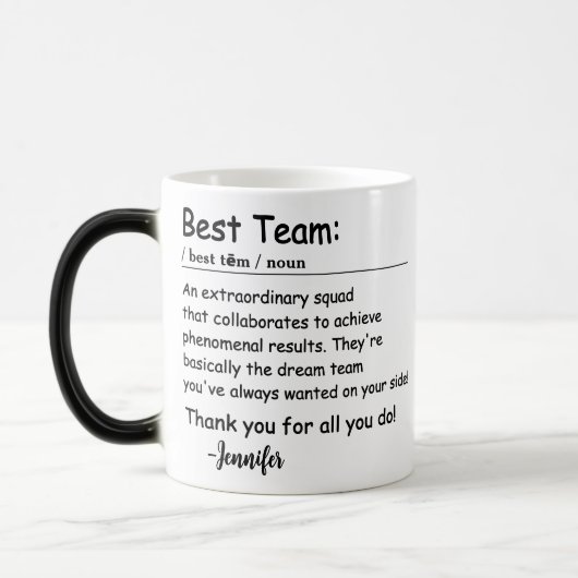 Mug Magique Meilleure définition d'équipe appréciation des emp (Gauche)