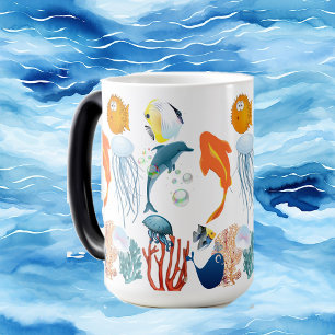 Mug Magique Mer tropicale Poissons colorés Marine Vie amusante