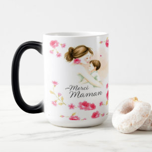 Mug Magique Merci Maman – Emotional Watercolor Illustration fo