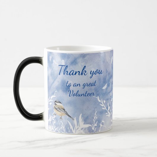 Mug Magique Merci Volontaire Aquarelle Chickadee Citation (Gauche)
