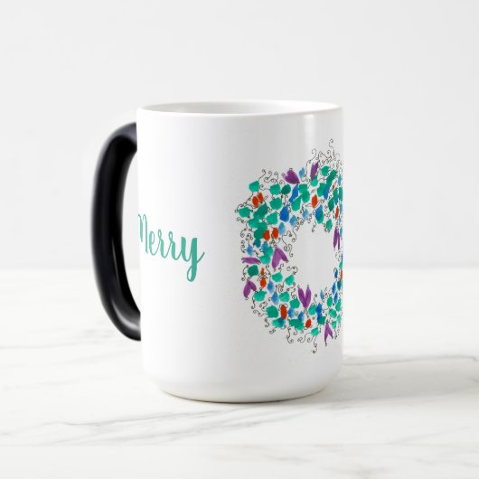 Mug Magique Merry Christmas Morpher Wreath (Devant gauche)