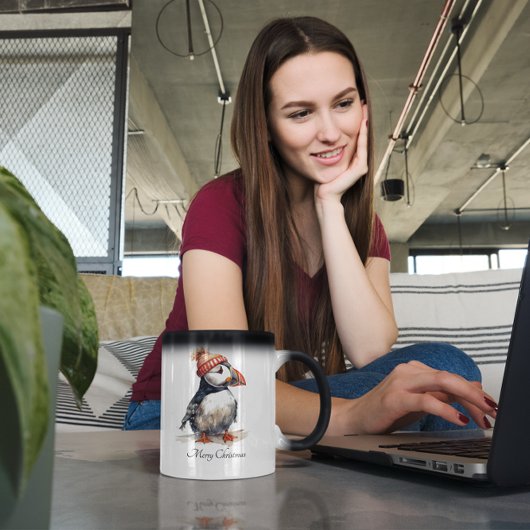 Mug Magique Merry Puffin, personnalisé