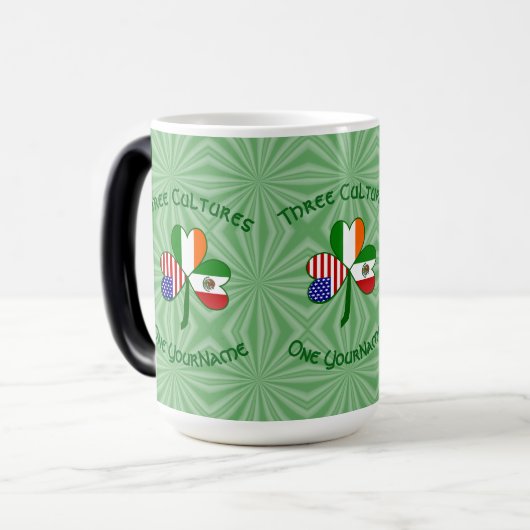 Mug Magique Mexicain Irlandais Drapeaux Shamrock Votre nom (Devant gauche)