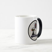 Mug Magique Mid Century noir Chat avec casque (Devant droit)