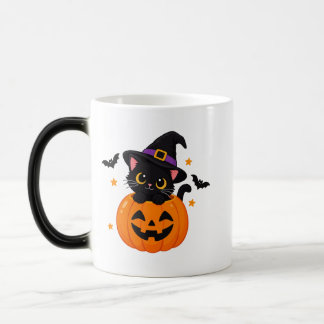 Mug Magique Mignon Chat Noir Halloween Citrouille Chapeau de S