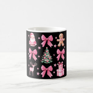 Mug Magique Mignon Nœud Coquette Rose Noël Père Noël Biscuit