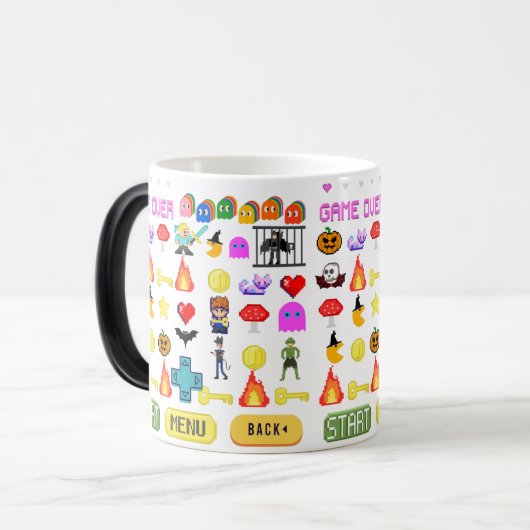 Mug Magique Mikitiez vidéo pixel halloween chauve-souris éffra (Devant gauche)