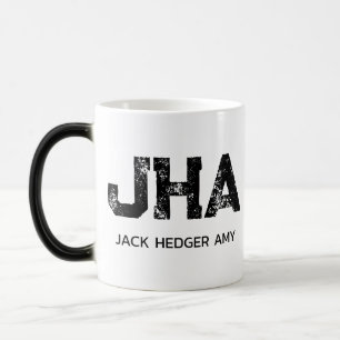 MUG MAGIQUE MINIMALISTE NOIR MONOGRAMME À TROIS LETTRES NOM BL