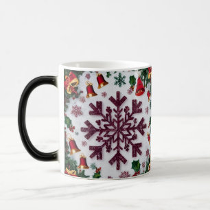 Mug Magique Modèle de silhouettes de flocons de neige Noël rus