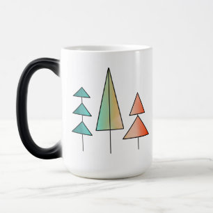 Mug Magique moderne arc-en-ciel arbres roses sarcelle simple m