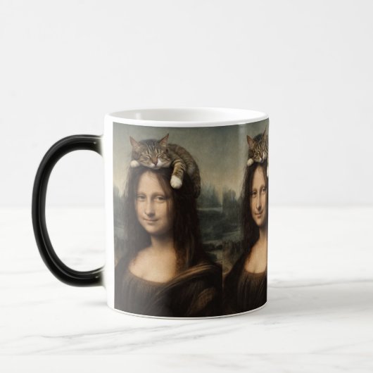 Mug Magique Mona Lisa avec chat endormi (Gauche)