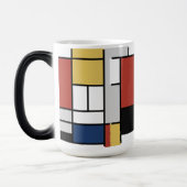 Mug Magique Mondrian Peinture Rouge Plane Jaune Noir Gris Bleu (Gauche)