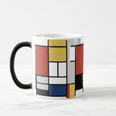 Mug Magique Mondrian Peinture Rouge Plane Jaune Noir Gris Bleu (Gauche)