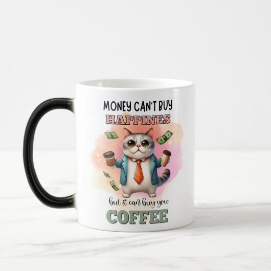 Mug Magique Money Can't Buy Happiness Funny Cat Lover Gift (Gauche)